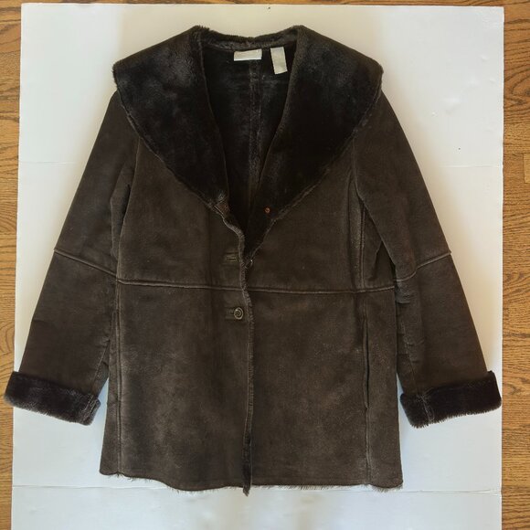 Liz Claiborne Collection Real Suede Coat w/ Faux Shearling Lining – Size 14 – He - Picture 1 of 14